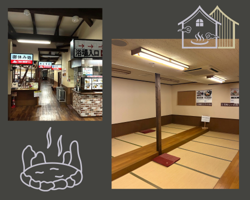 大町温泉ひじり乃湯　宴会場と浴場へと続く廊下